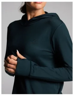 Rockwear Activate Brushed Hooded Long Sleeve Top in Forest