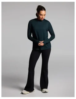 Rockwear Activate Brushed Hooded Long Sleeve Top in Forest