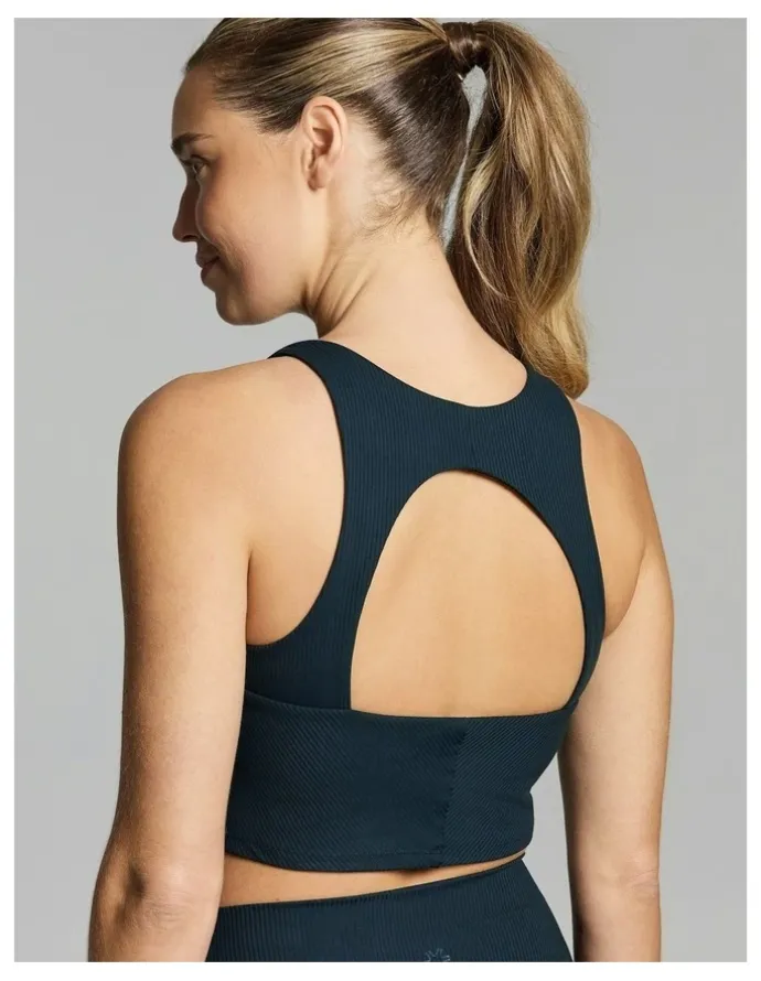 Rockwear Luxesoft Rib Low Impact Longline Sports Bra Teal