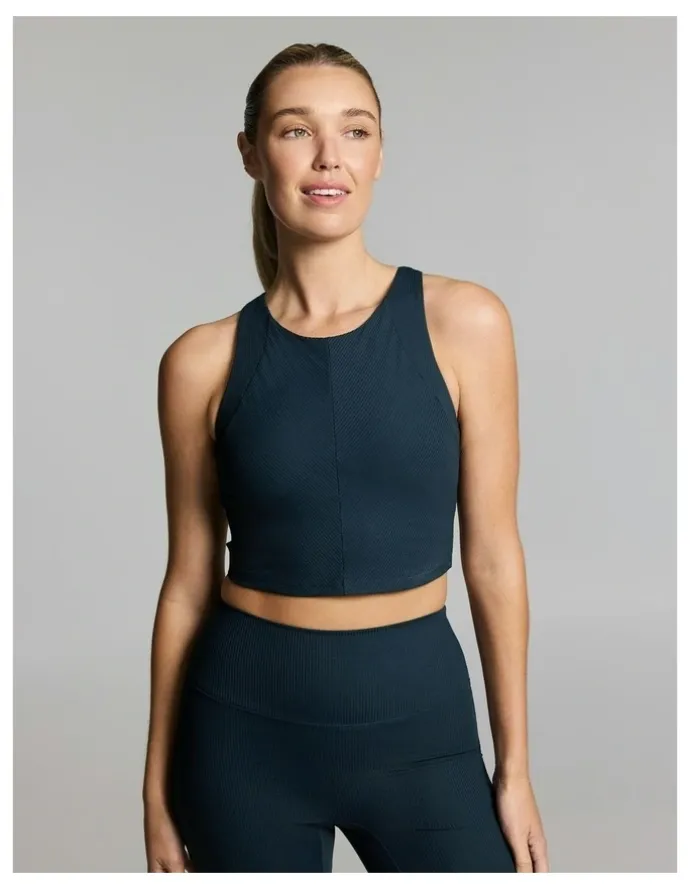 Rockwear Luxesoft Rib Low Impact Longline Sports Bra Teal