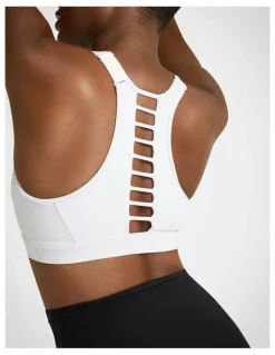 Rockwear Velocity Zip Adjustable Medium Impact Sports Bra in White