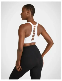 Rockwear Velocity Zip Adjustable Medium Impact Sports Bra in White