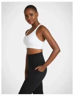 Rockwear Velocity Zip Adjustable Medium Impact Sports Bra in White