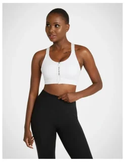 Rockwear Velocity Zip Adjustable Medium Impact Sports Bra in White