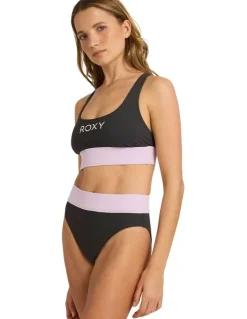 Roxy Active Colourblock High Waist Bikini Bottom in Multi