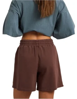 Roxy All Day Elastic Waist Shorts in Brown