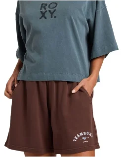 Roxy All Day Elastic Waist Shorts in Brown