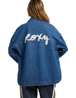 Roxy Back Slider Denim Jacket in Blue