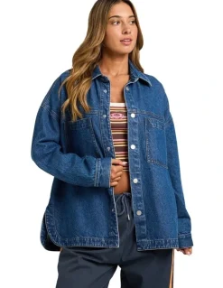 Roxy Back Slider Denim Jacket in Blue