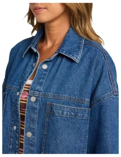 Roxy Back Slider Denim Jacket in Blue