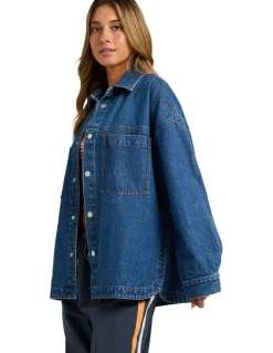 Roxy Back Slider Denim Jacket in Blue