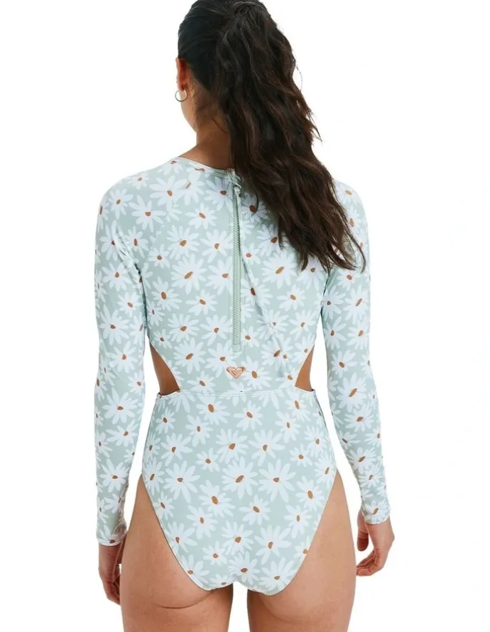 Roxy Dream Floral One Piece Rash Vest in Green