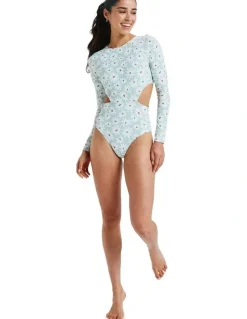 Roxy Dream Floral One Piece Rash Vest in Green
