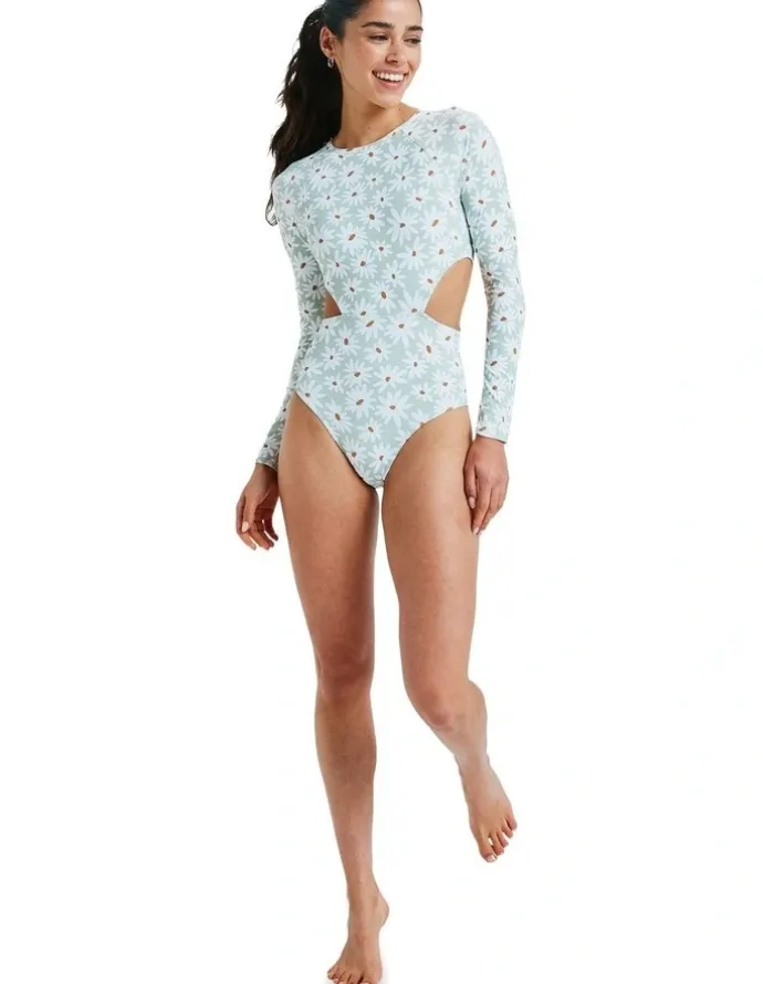 Roxy Dream Floral One Piece Rash Vest in Green