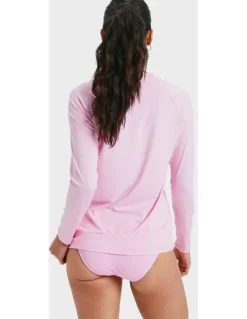 Roxy Essentials Long Sleeve Rash Vest in Pink