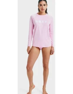 Roxy Essentials Long Sleeve Rash Vest in Pink