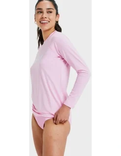 Roxy Essentials Long Sleeve Rash Vest in Pink