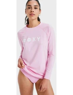 Roxy Essentials Long Sleeve Rash Vest in Pink