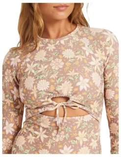 Roxy Garlang Long Sleeve One Piece in Beige