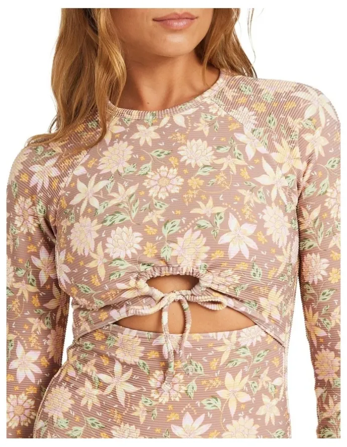 Roxy Garlang Long Sleeve One Piece in Beige