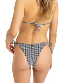 Roxy Gingham Cheeky Bikini Bottom In Black