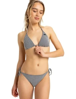 Roxy Gingham Cheeky Bikini Bottom In Black