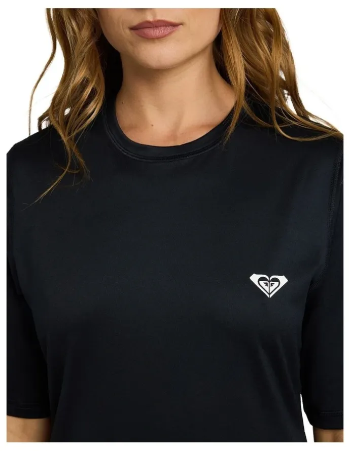 Roxy Happy Waves Short Sleeve Rashguard in Black