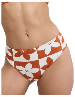 Roxy Hazy Days Mid Waist Classic Bikini Bottom in Orange