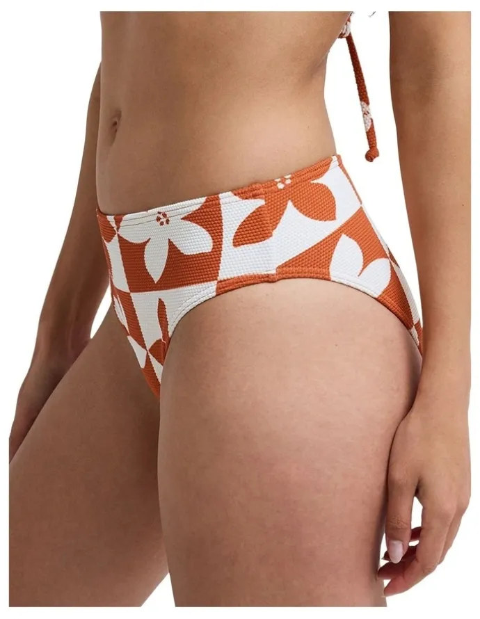 Roxy Hazy Days Mid Waist Classic Bikini Bottom in Orange