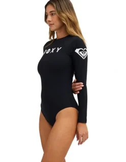 Roxy Heater Long Sleeve One Piece Swimsuit in Black