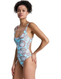 Roxy Hibiscus Hype Reversible One Piece Swimsuit Green
