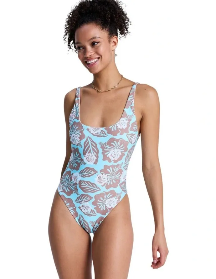 Roxy Hibiscus Hype Reversible One Piece Swimsuit Green