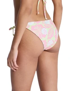 Roxy Hibiscus Hype Tie Sude Revo Moderate Bikini Bottom Green