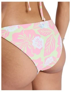 Roxy Hibiscus Hype Tie Sude Revo Moderate Bikini Bottom Green