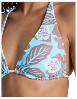 Roxy Hype Revo Tiki Tri Bikini Top in Green Hibiscus