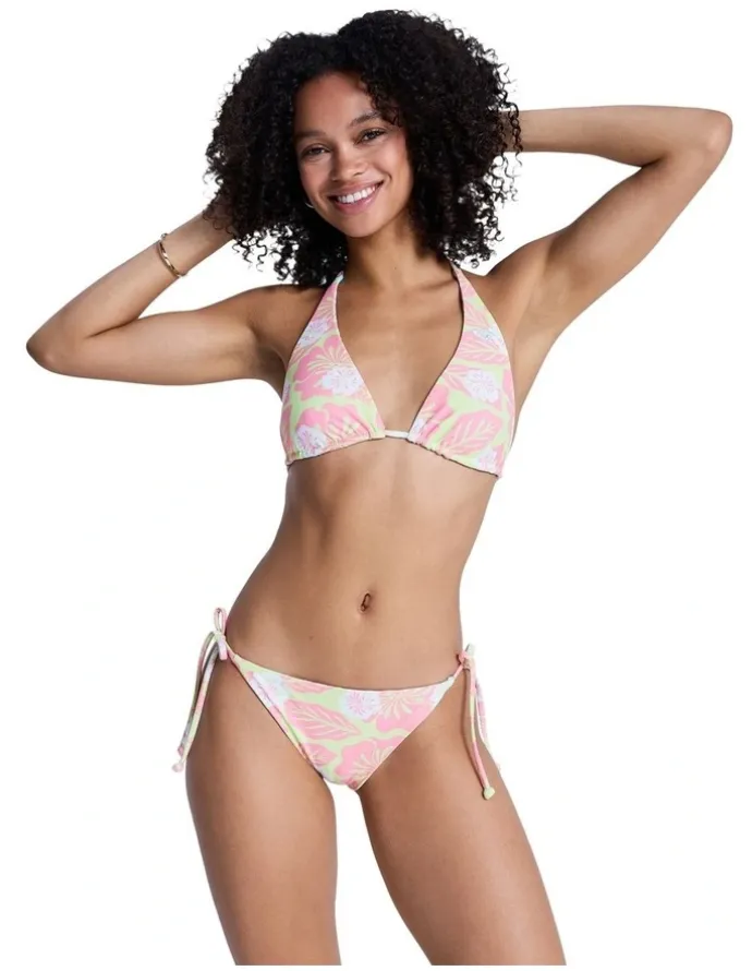 Roxy Hype Revo Tiki Tri Bikini Top in Green Hibiscus