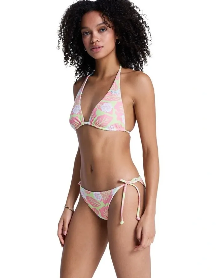 Roxy Hype Revo Tiki Tri Bikini Top in Green Hibiscus