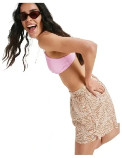 Roxy Lekeitio Bay Printed Elastic Waist Shorts in Brown