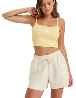 Roxy Lekeitio Break Mid Elastic Waist Shorts in Beige