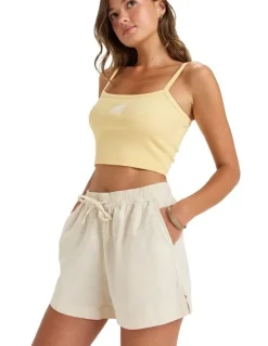 Roxy Lekeitio Break Mid Elastic Waist Shorts in Beige