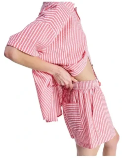 Roxy Lekeito Break High Stripe Beach Shorts in Pink