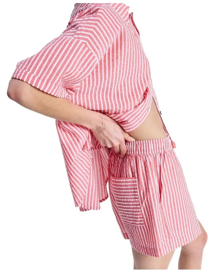 Roxy Lekeito Break High Stripe Beach Shorts in Pink