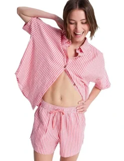 Roxy Lekeito Break High Stripe Beach Shorts in Pink