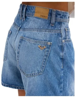 Roxy Morning Splendour Mid Denim Shorts in Blue