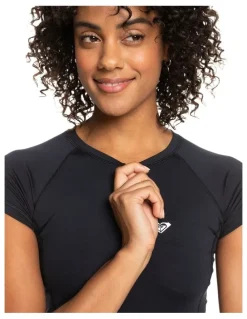 Roxy New Essentials Short Sleeve Zip Up Rash Vest in Anthracite