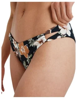 Roxy Nostalgic Feels Mod High Leg Bikini Bottom in Brown