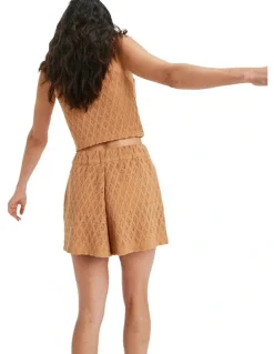 Roxy Ocean Sound Elastic Waist Shorts in Brown