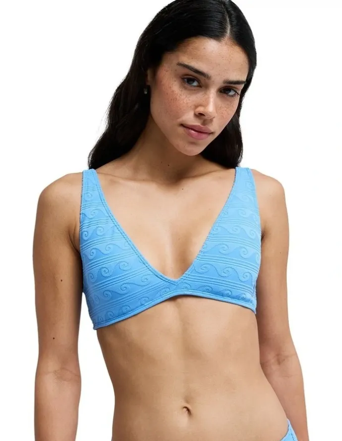 Roxy Paradise Wave Elongated Tri Bikini Top in Blue