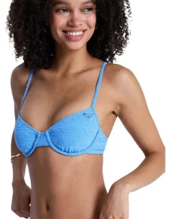 Roxy Paradise Wave Underwire Bralette Bikini Top Blue