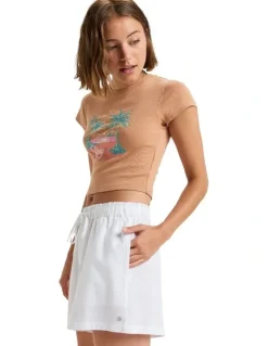 Roxy Place To Be Elastic Waist Shorts in White